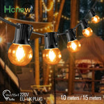guirlande lumineuse blanc chaud boules verre transparents vintage clips câbles noirs 10m 15m étanchesextérieur