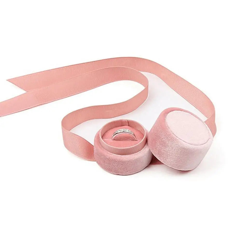 boîte bijoux velours rose clair classique rangement anneaux colliers portable
