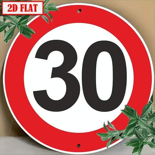 panneau signalisation interdiction stationner métal rond rouge blanc garage décoration murale extérieur voiture interdit