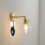 lampe murale moderne or transparent rayures ampoule led cordon interrupteur vintage électrique