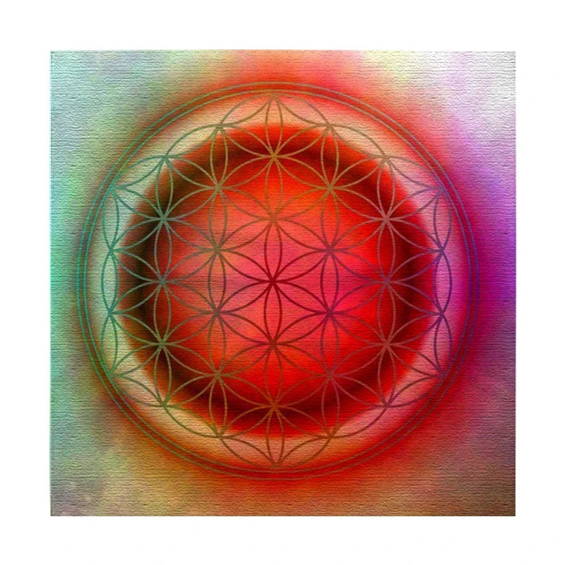 tableau géométrique mandala vert rouge bleu orange artistique abstrait imperméable polyester