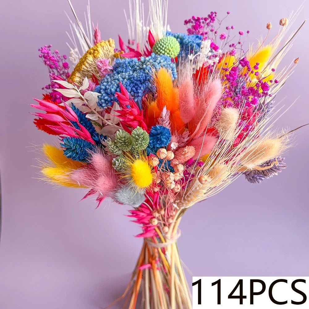 bouquet fleurs séchées multicolore boho décoration maison anniversaire baby shower