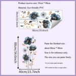 sticker mural fleurs bleues feuilles dorées moderne décoration intérieure chambre salon auto adhésif pvc