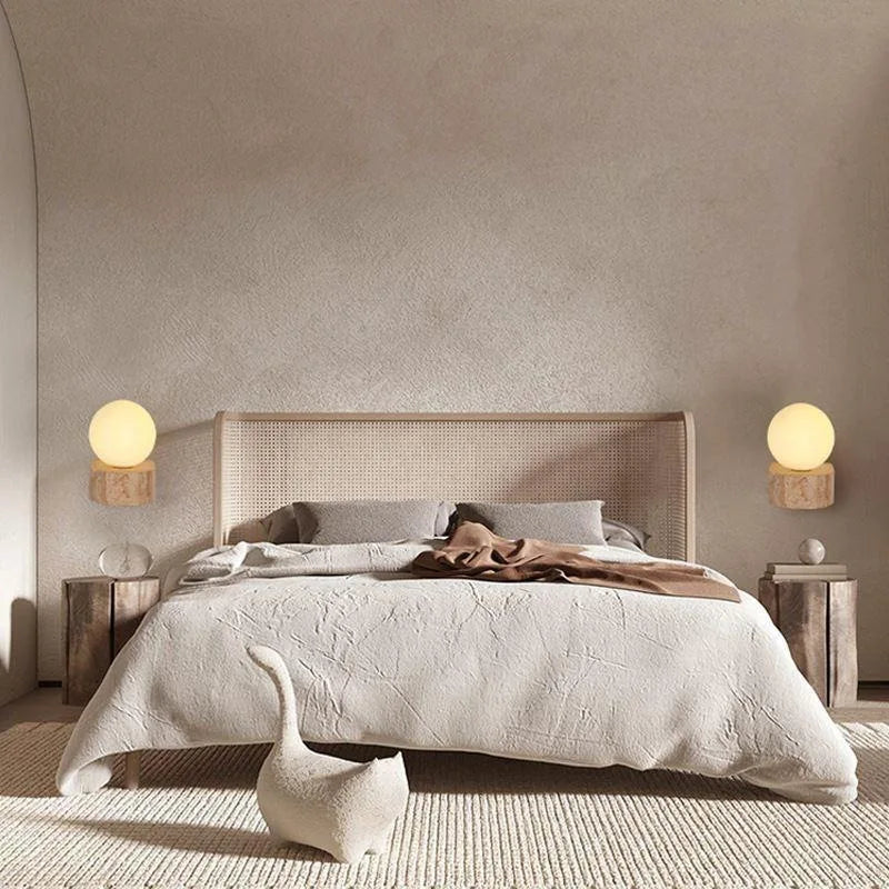lampe murale moderne verre translucide marbre blanc minimaliste chambre coucher entrée étude