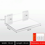 étagère murale transparente moderne adhésive réutilisable 20x10cm 30x10cm sans perçage
