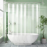 rideau douche rose clair rayures horizontales moderne aimants opaques résistants
