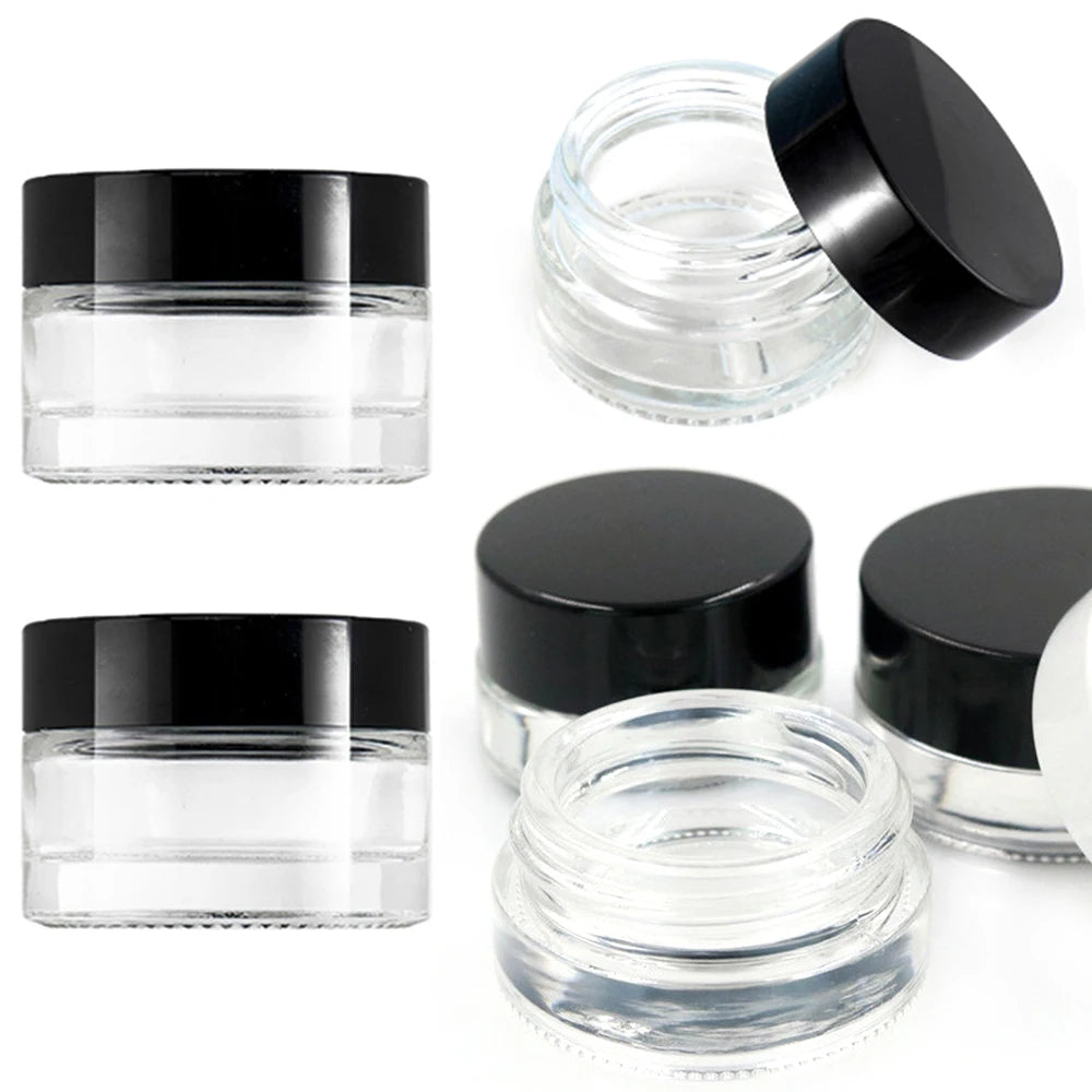 pots verre couvercles noirs conteneurs maquillage storage bottle minimaliste utilitaire