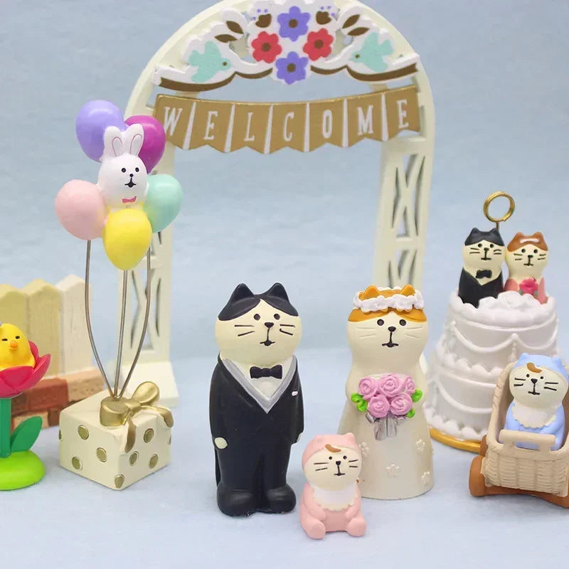 figurines chats mariage arches ballons gâteau floral adorable mignon japonais résine