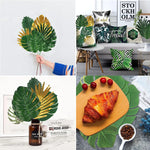 feuilles artificielles vert doré feuilles tropicales moderne extérieur décoration anniversaire mariage baby shower piquet