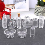 miniatures bouteilles verre transparent texturé vintage bouchons liège couvercle verre