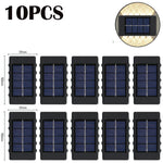 lampe murale solaire 10 led moderne panneau solaire extérieur jardin noir bleu minimaliste