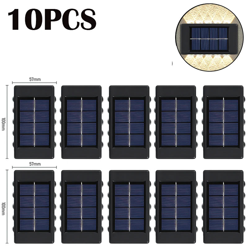 lampe murale solaire 10 led moderne panneau solaire extérieur jardin noir bleu minimaliste