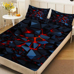 draps lit géométriques noir rouge moderne triangles effets lave coton polyester triangles