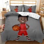 Housse de couette sport basket pour ado garçon en polyester noir