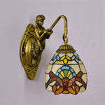 lampe murale vitrail tiffany sirène chambre cuisine vintage floral métallique