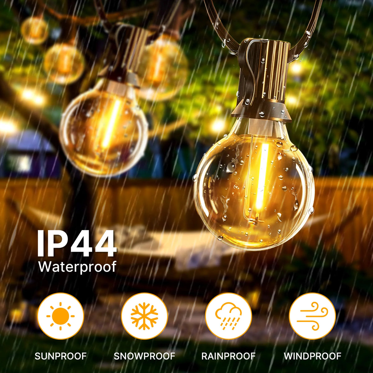 guirlande lumineuse led jaune ampoules transparentes câble bronze rustique ip44