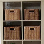 panier tressé marron clair rustique pliable imperméable utilisation multiple respectueux environnement poignées intégrées