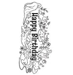 tampons transparents happy birthday fleurs animaux coeurs outils géométriques textes cartonnage anniversaire
