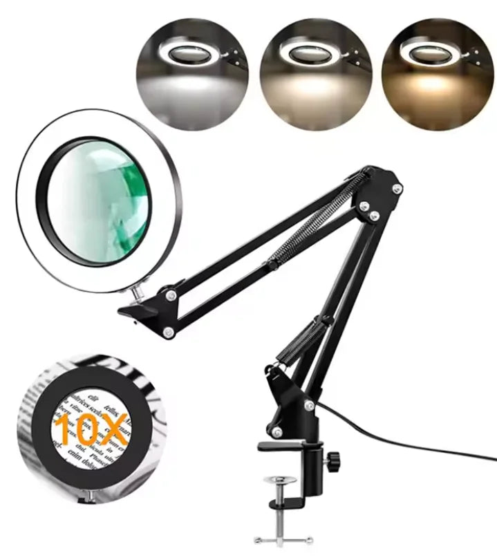 loupe led clip moderne interrupteur bouton poussoir câble usb noir blanc