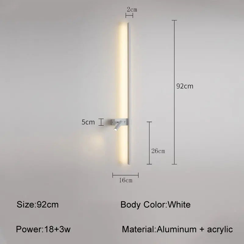 lampe murale moderne 92cm noir blanc vis fixation chambre salon entree