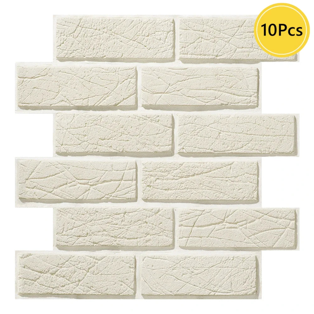 panneau mural décoratif moderne brique 3d autocollant beige marron clair résistant humidité isolation thermique