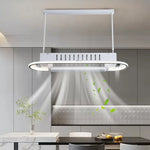 ventilateur lumiere moderne minimaliste concentrique blanc argenté led intelligent