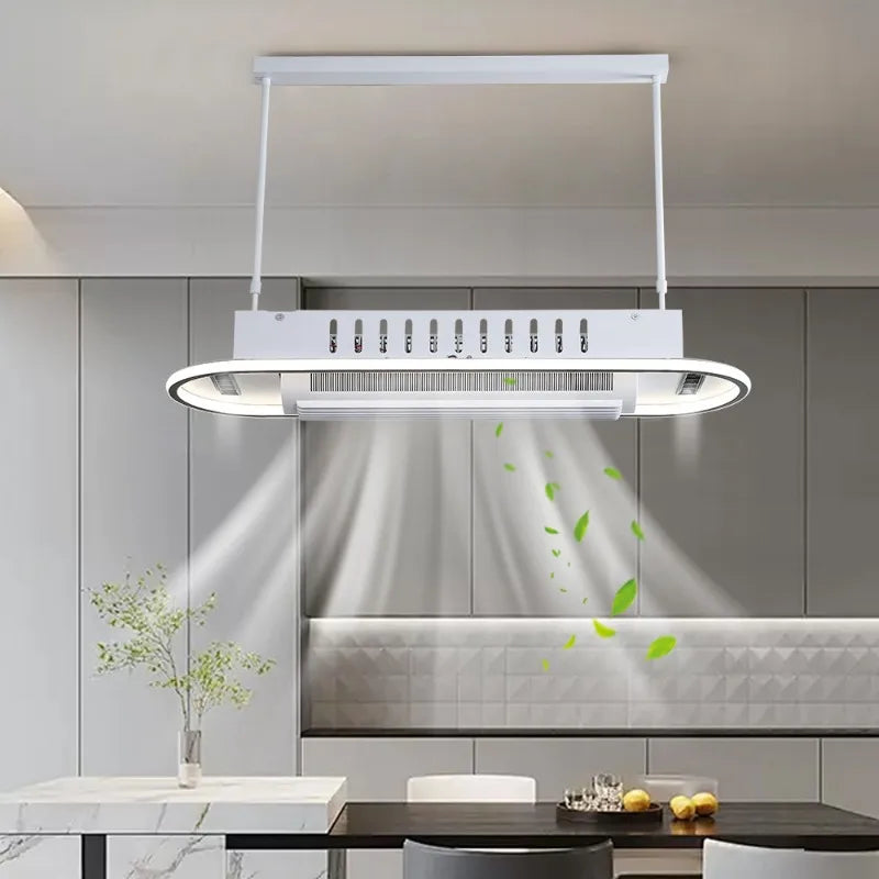 ventilateur lumiere moderne minimaliste concentrique blanc argenté led intelligent