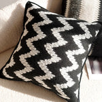 coussins oreillers moderne rayés blanc noir décor maison sergé fixations