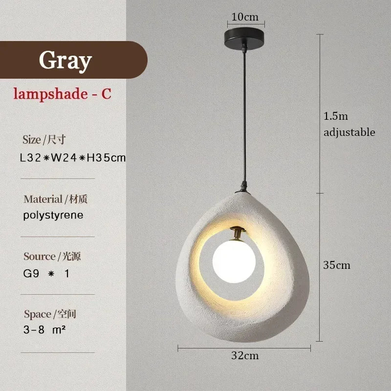 suspension lumineuse moderne gris texturé ampoule câble suspendu scandinave chambre salon decoration