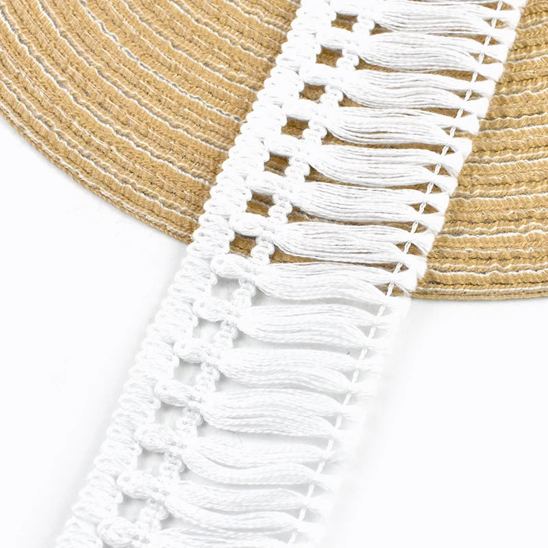 franges coton tissées noires vertes orange beige ruban décoratif textile maison 5cm 10yards 20yards