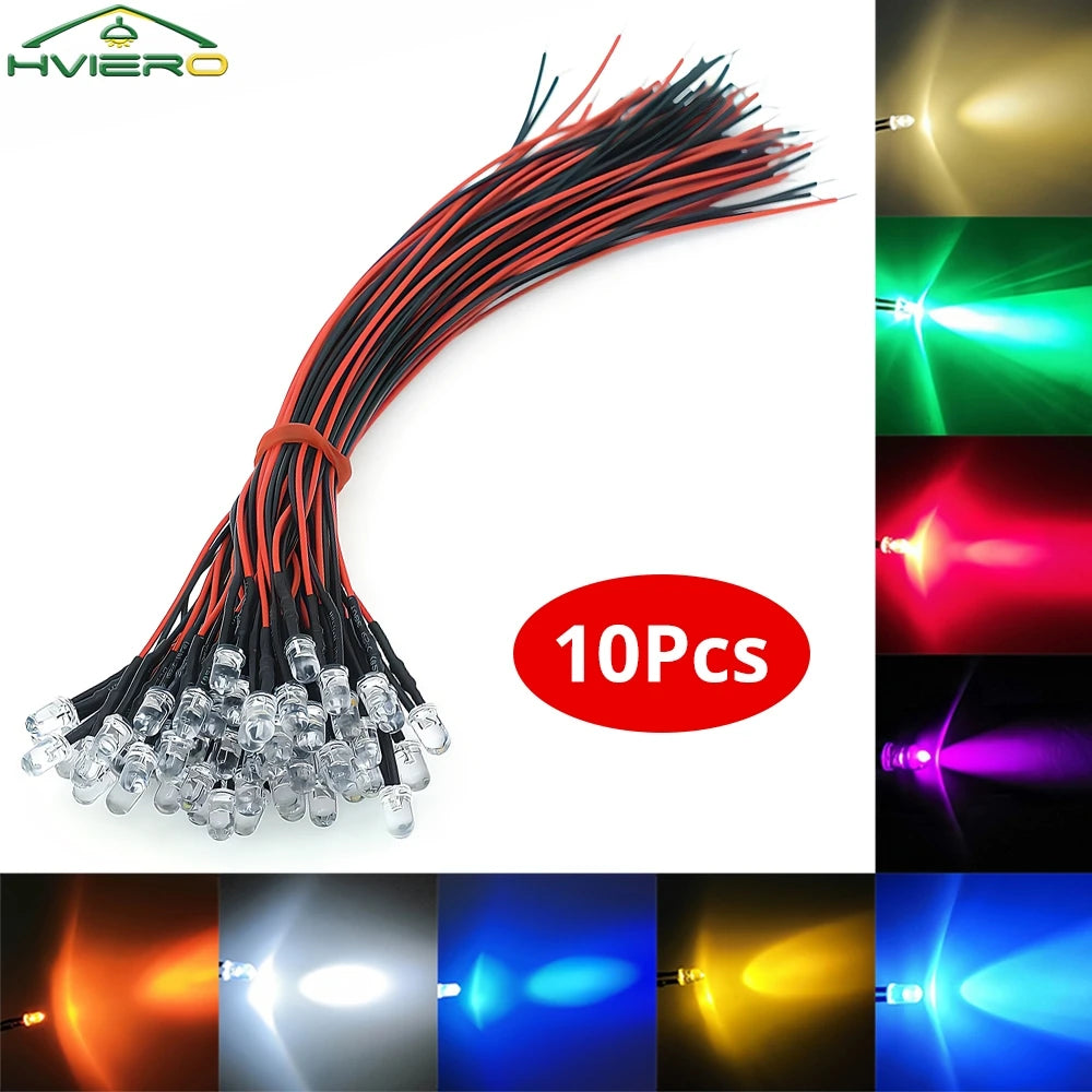 diodes led rondes transparentes 10 pièces 17.5mm 12v blanc chaud rouge vert bleu moderne