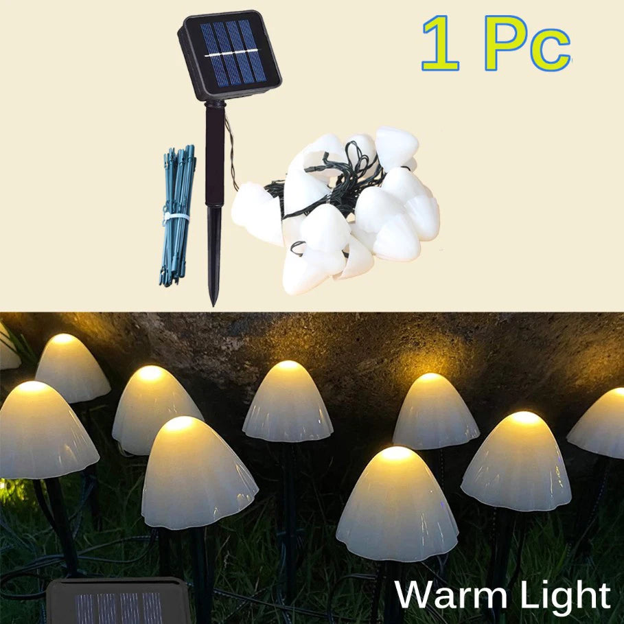 guirlande lumineuse solaire champignons multicolores moderne patio jardinextérieur decoration led spikes