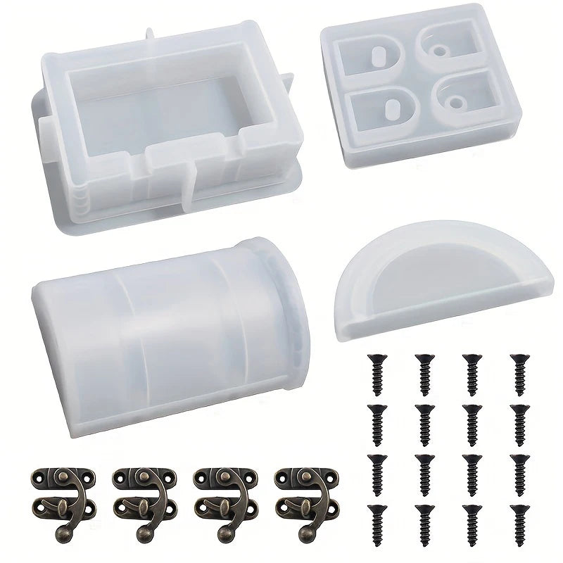moules silicone bijoux coffres transparents textures pirates trésors pailletés intérieursDecorationDIYStorageBoxMoldCadeau