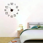 horloge murale moderne adhésive noir or rouge numéros aiguilles 50cm 40cm