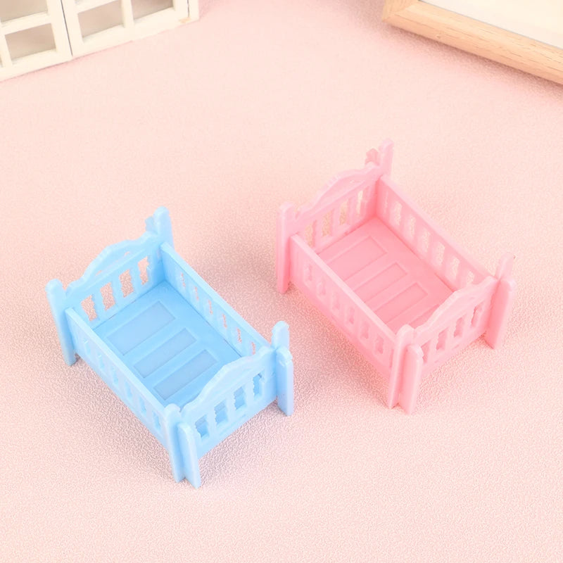 lit poupée barreaux arc decoratif set deux couleurs rose bleu clair maison poupées accessoire