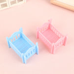 lit poupée barreaux arc decoratif set deux couleurs rose bleu clair maison poupées accessoire