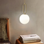 suspension lumineuse moderne sphérique blanche dorée minimaliste chambre salonhôtel