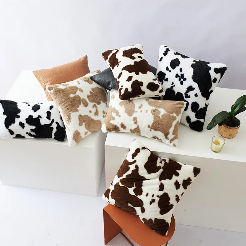 taies d'oreiller jacquard imprimées motif tacheté moderne 100% polyester non toxique noir blanc marronclair