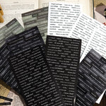 marqueurs pages adhésifs textes imprimés noir gris modernes 90x175mm 3pcs minimalistes citations vintage