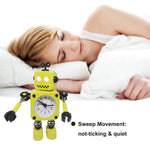horloge robotique bleu jaune souriant vintage visage carré articulations batteries non fournies