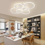lustre led moderne plafonnier anneau concentrique télécommande contrôle app facile