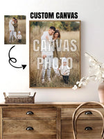 tableau photo famille champ herbes haute cadre bois clair décoration intérieure impression toile