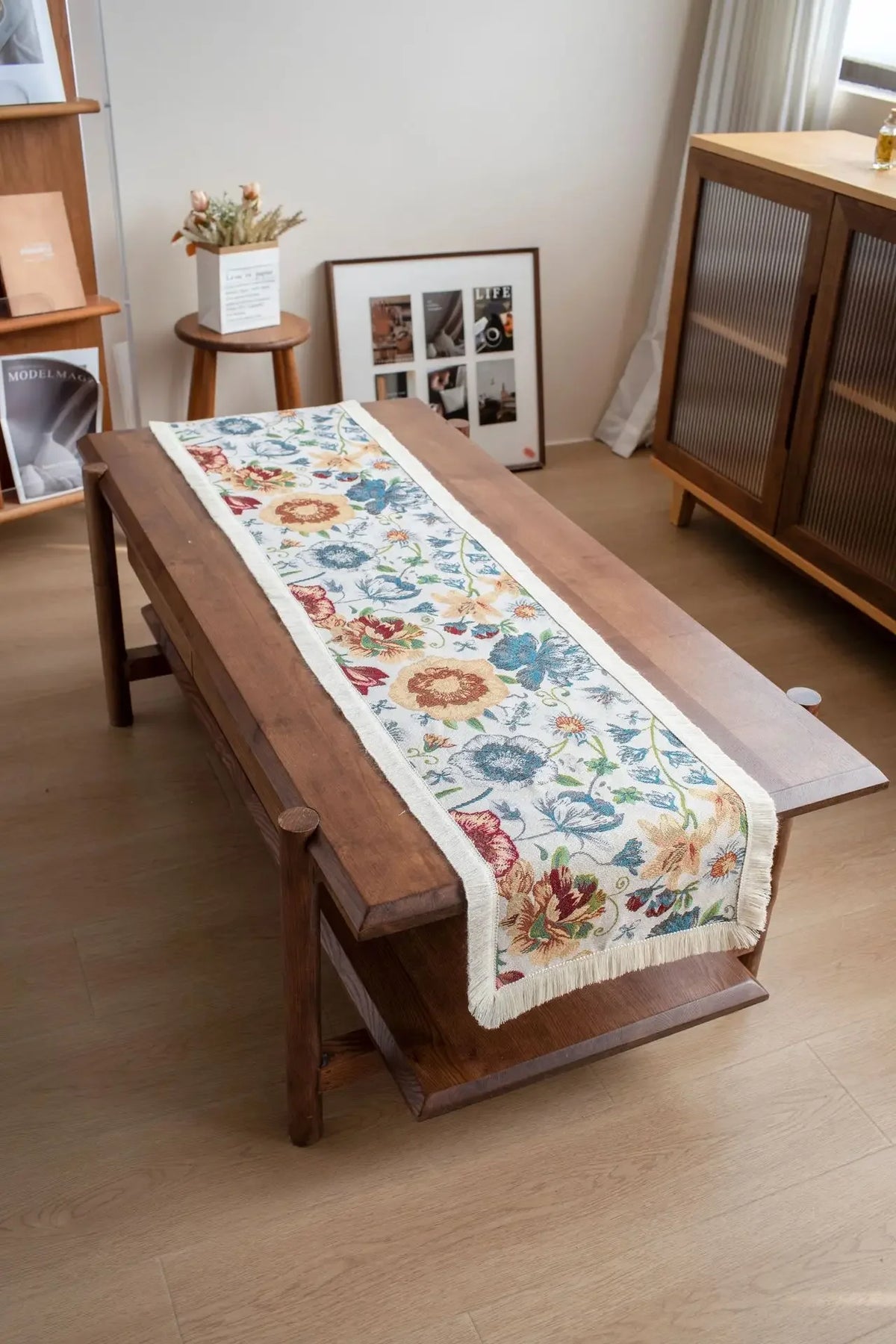 chemin table multicolore fleurs papillons classique polyester coton maison fête nappe