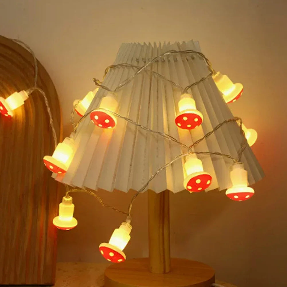guirlande lumineuse champignon noel blanc rouge moderne exterieur interieur adhésif led batteries