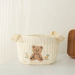 panier rangement brodé animaux ours lapin écureuil poignées détachables rangement vêtements moderne respectueux environnement