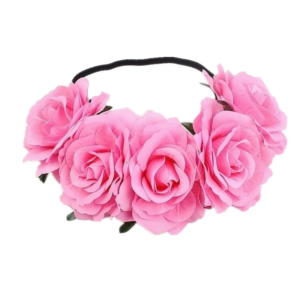 couronne fleurs artificielles bohème multicolore élastiquée femmes fêtes