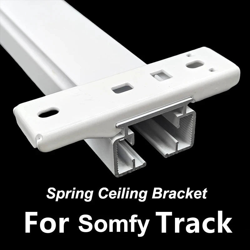 rideau support ressort blanc moderne accessoire inoxydable fixations rails électriques
