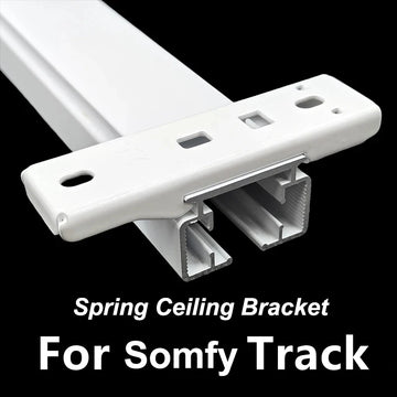 rideau support ressort blanc moderne accessoire inoxydable fixations rails électriques