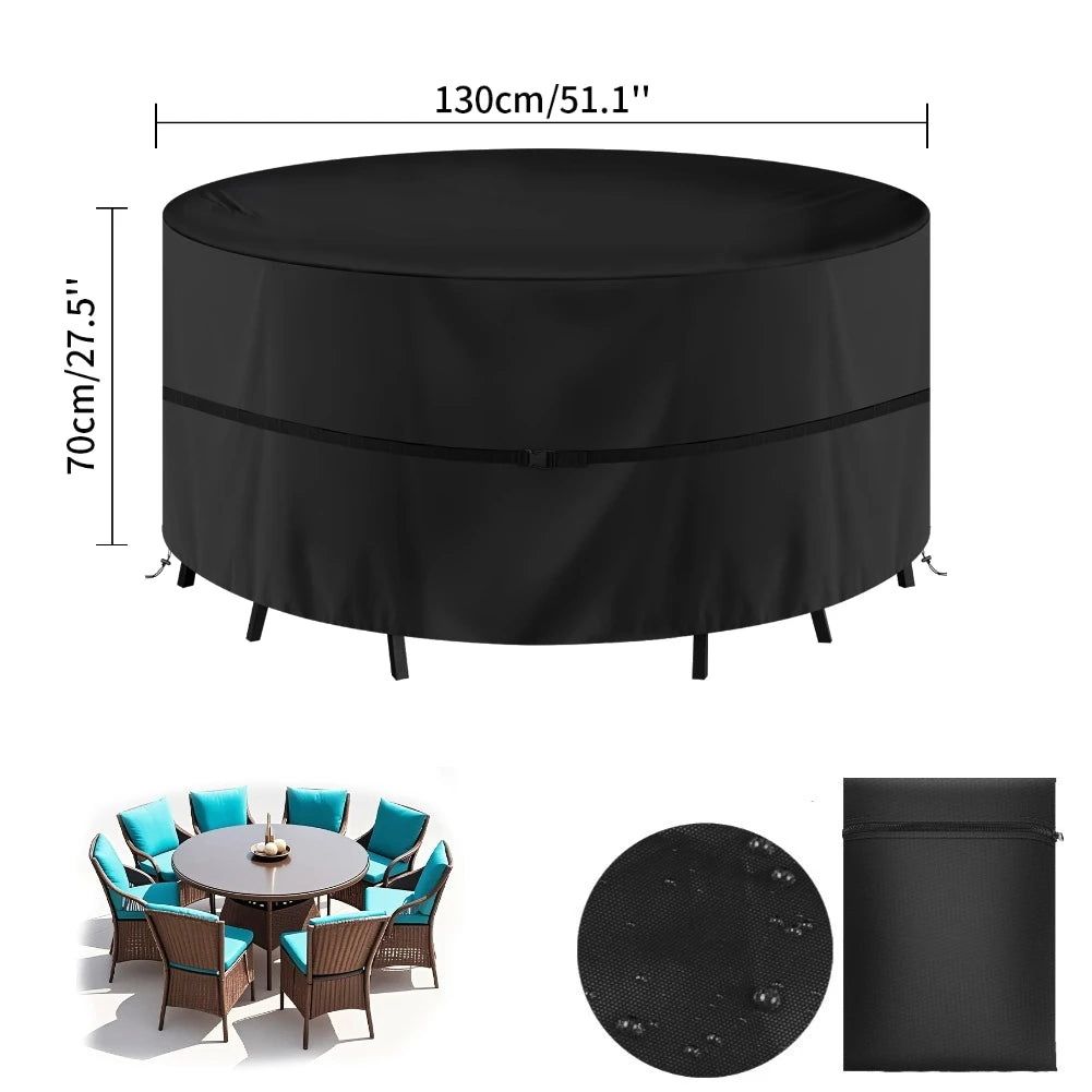 housse meubles extérieurs polyester imperméable noire moderne élastiques ajustables rectangle lshape rond