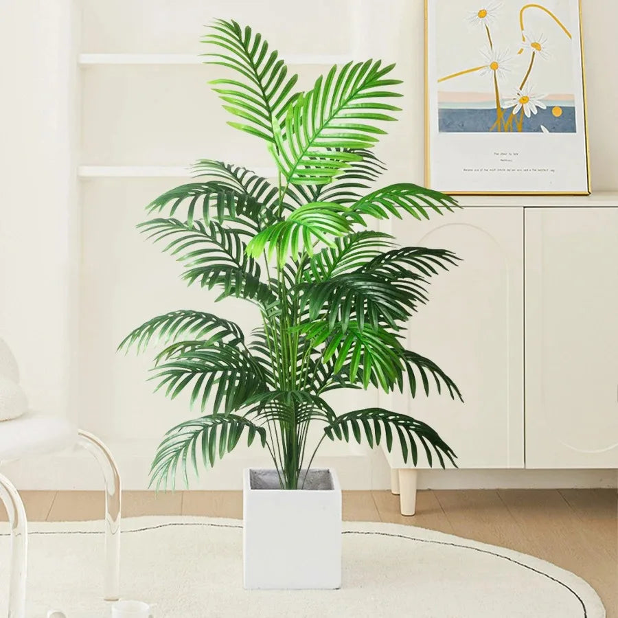 plantes vertes artificielles arbres feuilles fines moderne decoration extérieur salon chambre vert opalescent